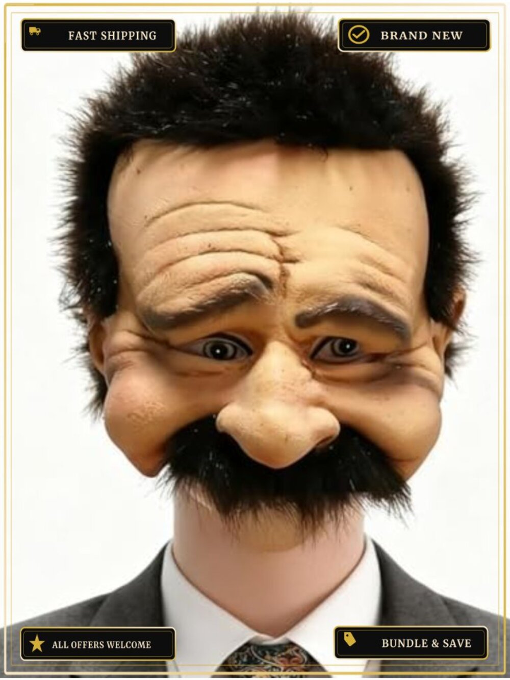 Funny Old Man Half Head Latex Mask Grandpa Costume Adult